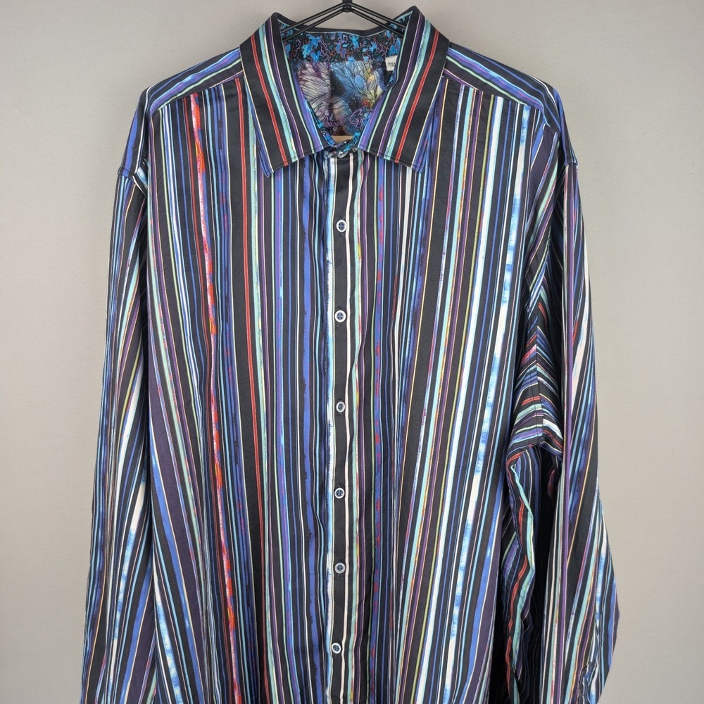 Robert Graham Multicolor Stripe Tall Cotton Button-Down - 2XLT